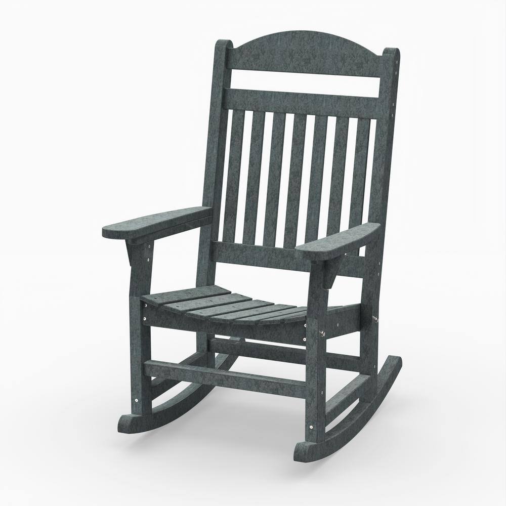 WILDRIDGE Heritage Dark Gray Traditional Rocking Chair Plastic Outdoor ...