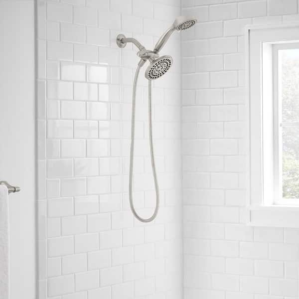 6-spray 5.5 in. Dual Shower Head and Handheld Shower Head in Brushed Nickel