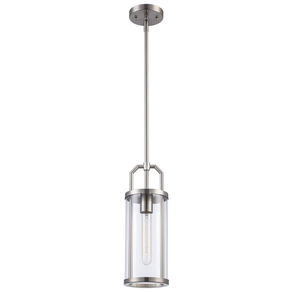 Rogue 5.5 in. 1-Light Brushed Nickel Mini Pendant Light Fixture with Clear Glass Shade price history on PriceWatchPro