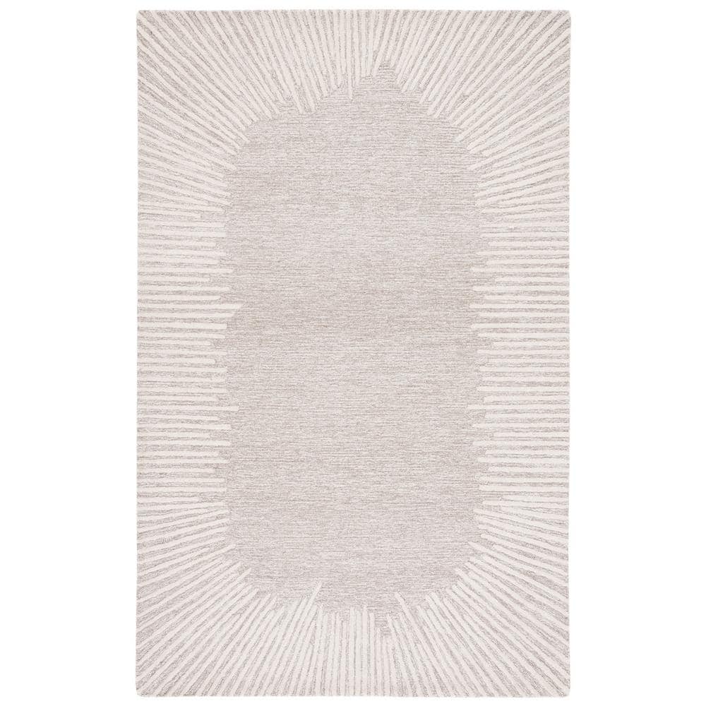 Natural Ivory Abstract Handmade Wool Tufted 4' x 6' Rug