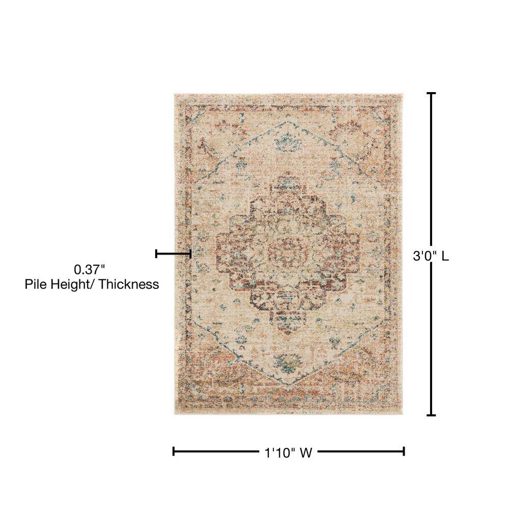 Bone and Ivory Synthetic Rectangular Tufted Area Rug, 2' x 3'