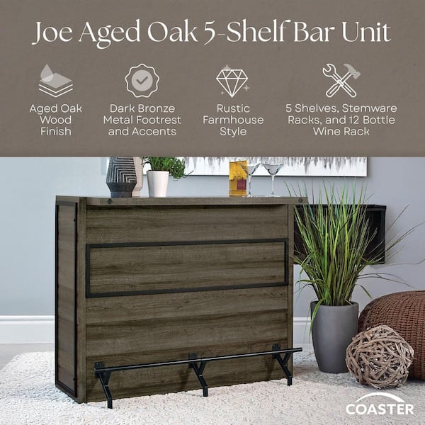 Joe Aged Oak 5-Shelf Bar Unit