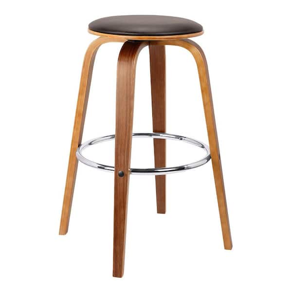 HomeRoots 25 in. Brown Iron Swivel Backless Counter Height Bar Chair with Footrest