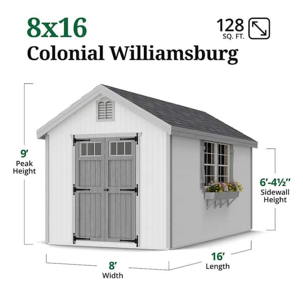 Little Cottage Co. Colonial Williamsburg 8 ft. x 16 ft. Outdoor