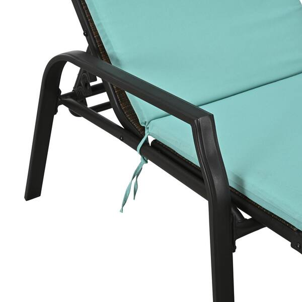 Patio Festival 3-Piece Metal Outdoor Chaise Lounge with Aqua Patio Festival 3-Piece Metal Outdoor Chaise Lounge with Aqua
