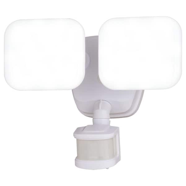 VAXCEL Theta 2-Light Integrated LED Outdoor Motion Sensor Adjustable Security Flood Light White