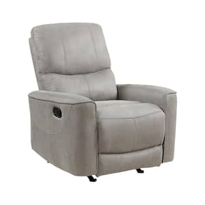 Gray Tufted Back Microfiber Manual Rocker Recliner