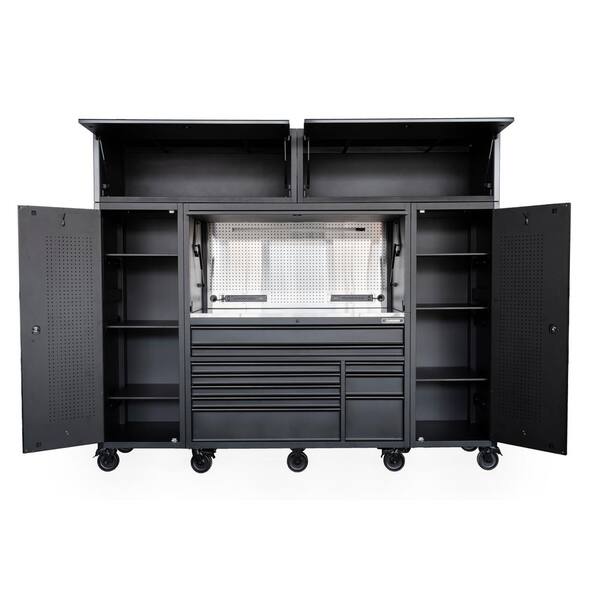 Husky 62 in. W x 24 in. D Heavy Duty 10-Drawer Combo Hutch