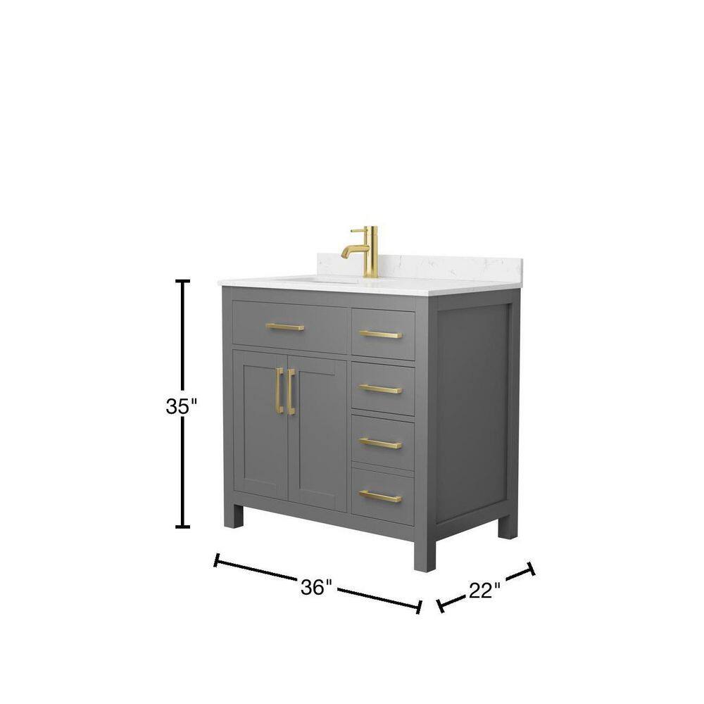 Beckett 36" Dark Gray Freestanding Vanity with Carrara Marble Top