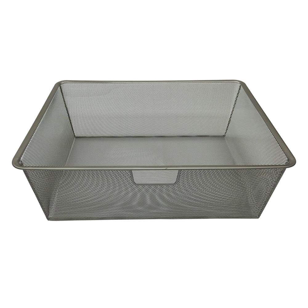 7.4375 in. H x 22.25 in. W Nickel Steel 1-Drawer Close Mesh Wire Basket