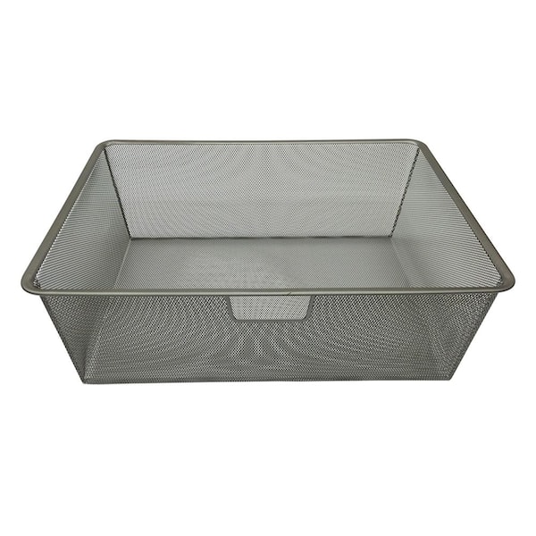 7.4375 in. H x 22.25 in. W Nickel Steel 1-Drawer Close Mesh Wire Basket
