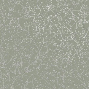 Clarissa Hulse Gypsophila Spring Green and Silver Removable Wallpaper