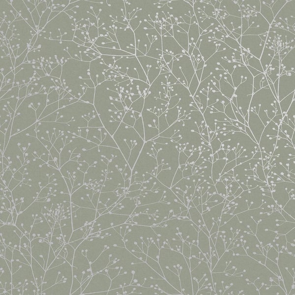 Graham & Brown Clarissa Hulse Gypsophila Spring Green and Silver Removable Wallpaper