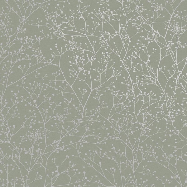 Graham & Brown Clarissa Hulse Gypsophila Spring Green and Silver Removable Wallpaper Sample