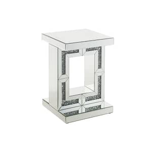 Noralie 16 in. Mirrored and Faux Diamonds Square Glass End Table