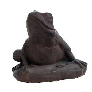 Cast Stone Frog with Bug Garden Statue - Dark Walnut
