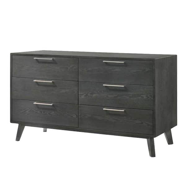 Benjara 21 in. Gray 6-Drawer Wooden Dresser Without Mirror