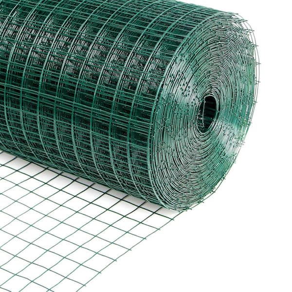 ATENGNES 8 in. x 20 ft. 19-Gauge 1/2 in. Green PVC Coated Hardware Cloth Welded Wire Fence Improvement and Chicken Coop