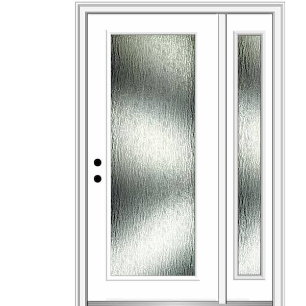 MMI DOOR 53 in. x 81.75 in. Right-Hand Inswing Full Lite Rain Glass Primed Prehung Front Door on 4-9/16 in. Frame