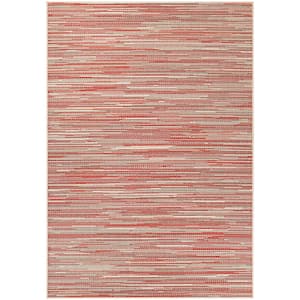 Monaco Alassio Sand-Maroon-Salmon 8 ft. x 11 ft. Indoor/Outdoor Area Rug