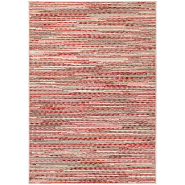Couristan Monaco Alassio Sand-Maroon-Salmon 9 ft. x 13 ft. Indoor/Outdoor Area Rug