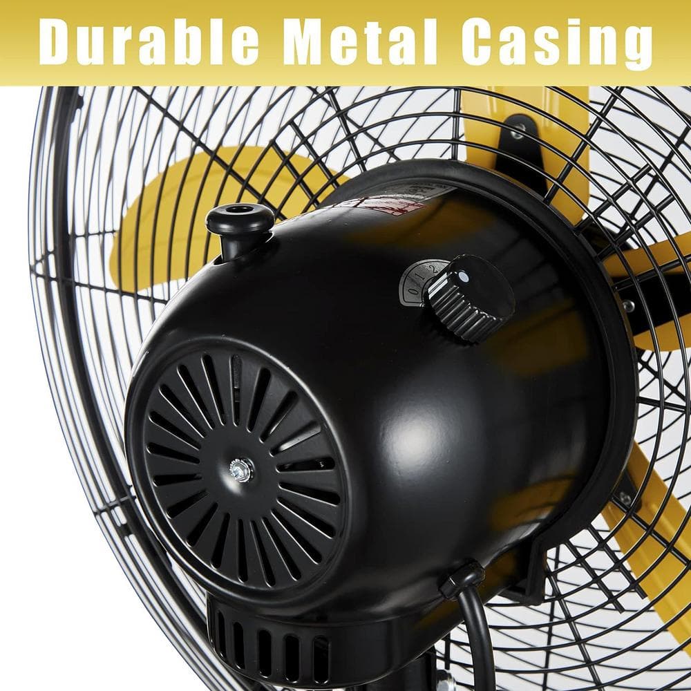 20-inch Yellow Aluminum Oscillating Pedestal Fan with Adjustable Height
