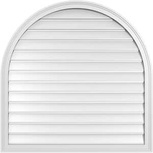 40" x 40" Round Top Surface Mount PVC Gable Vent: Functional with Brickmould Frame