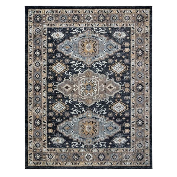 Gertmenian Scanda Yanni Charcoal 5 ft. x 7 ft. Center Motif Indoor Area Rug