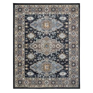 Scanda Yanni Charcoal 5 ft. x 7 ft. Center Motif Indoor Area Rug