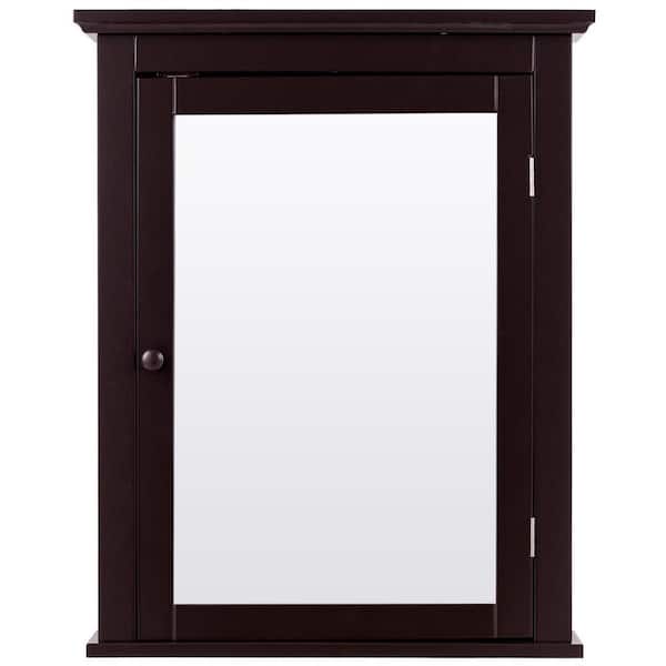 22 in. W x 27 in. H Brown Surface Mount Medicine Cabinet with Mirror