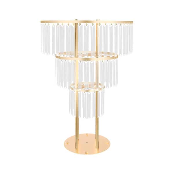3-Tier 35.43 in. H Gold Iron Acrylic Decorative Stand Wedding Party Birthday Decor
