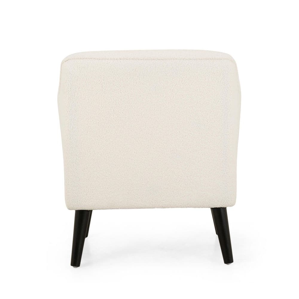Ivory Boucle Armchair with Matte Black Birch Wood Legs