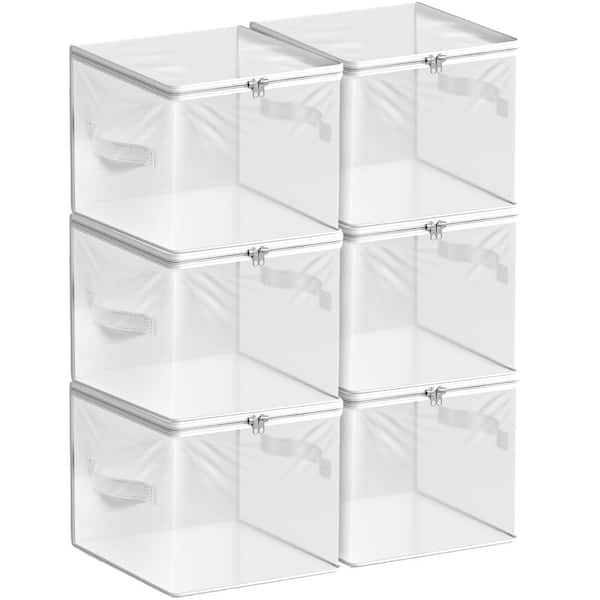 Sorbus Foldable Clear Storage Bags with Zipper & Handles, for Clothes & Blankets, 40L, 6 Pack