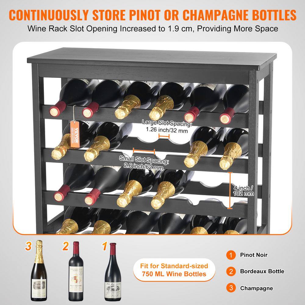 Black 42-Bottle Bamboo Wine Rack with Tabletop