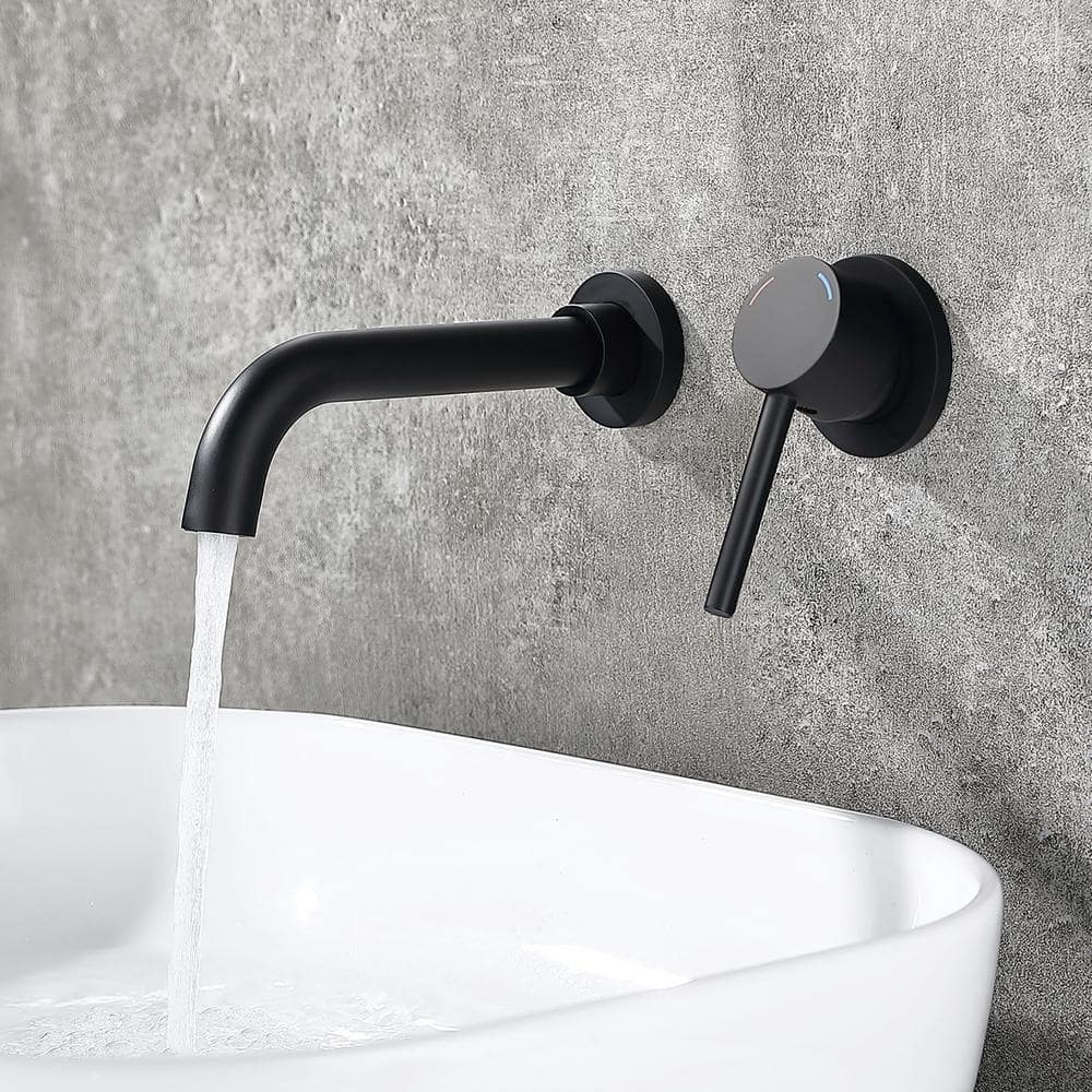 Staykiwi Single Handle Wall Mounted Bathroom Faucet in Matte Black ...