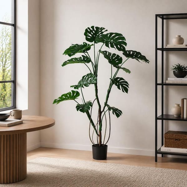 Shine Company 60-in Premium Artificial Monstera Deliciosa with Nursery Pot Indoor Floor Monstera Artificial Tree one_size in Green | 9205GR-148