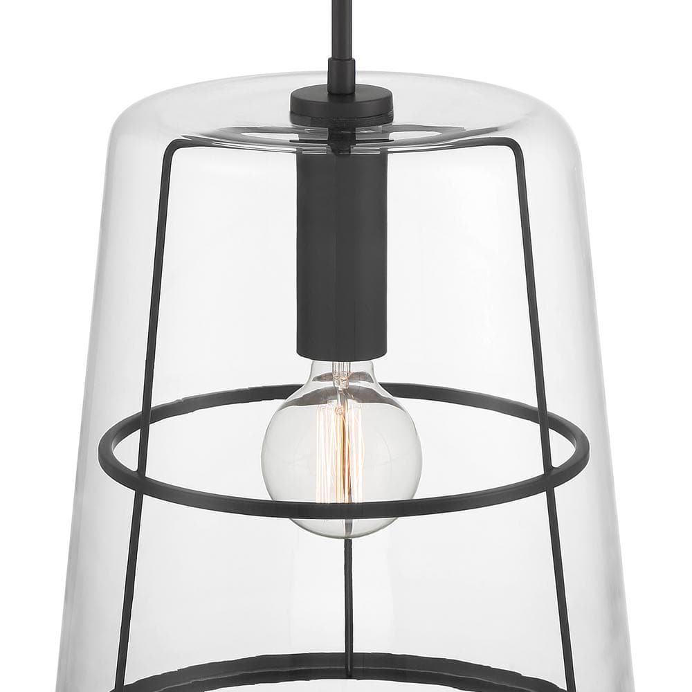 Alonzo Matte Black Glass Pendant Light, 16.5"