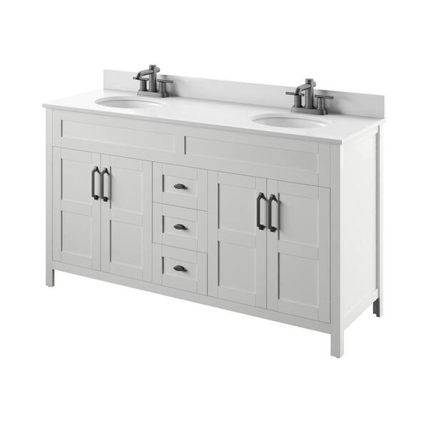 Twin Star Home 25 in. W x 25 in. D Corner Bathroom Vanity in Antique Gray  with White Top and White Basin 25BV35043-PG22 - The Home Depot