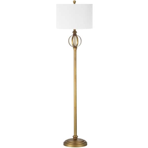SAFAVIEH Garden 61.5 in. Gold Shere Accent Floor Lamp with White Shade