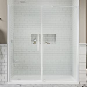 Pasadena 60 in. L x 32 in. W x 75 in. H Alcove Shower Kit with Pivot Frameless Shower Door in Chrome and Shower Pan