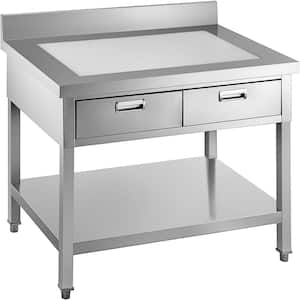Commercial Worktable Workstation 24 x 36 in. Commercial Food Prep Worktable with 2 Drawers Kitchen Utility Table