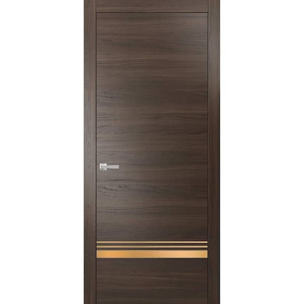 36 in. x 84 in. 1 Panel Chocolate Ash Finished Solid Wood with Honeycomb Sliding Door with Hardware