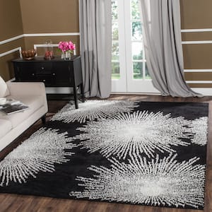 Soho Black/White Wool 8 ft. x 11 ft. Floral Area Rug