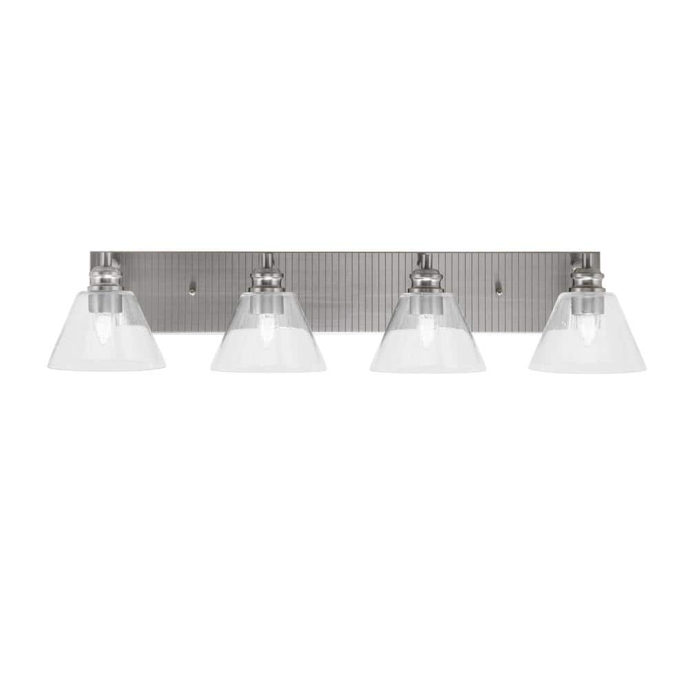 Albany 34.25 in. 4-Light Brushed Nickel Vanity Light with Clear Bubble Glas