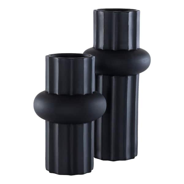 SAFAVIEH Croix 13.5 in. Glazing Antique Black Decorative Vase (Set of 2)