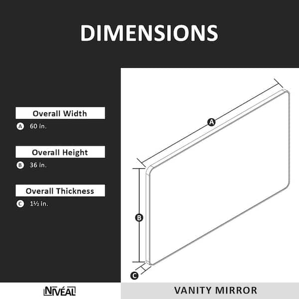 Ruhr 60 in. W x 36 in. H Rectangular Framed Wall Bathroom Vanity Mirror in Black