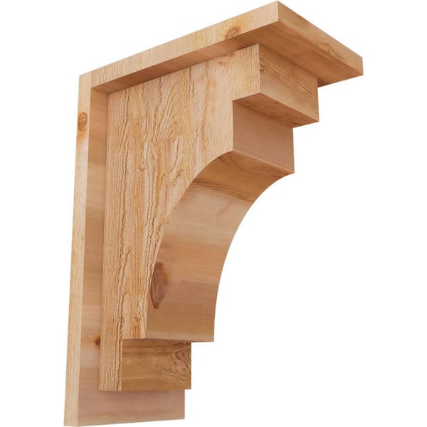 Ekena Millwork 6 in. x 10 in. x 14 in. Western Red Cedar Mediterranean Rough Sawn Corbel with Backplate