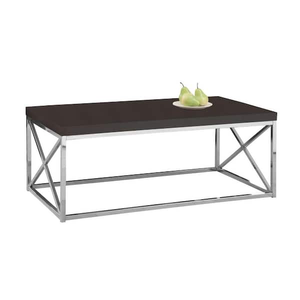 HomeRoots Jasmine 44 in. Dark Brown Large Rectangle Particle Board Coffee Table