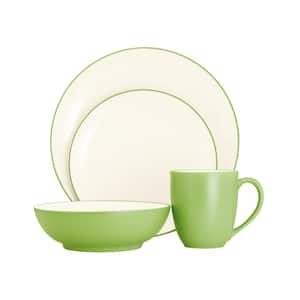 Colorwave Apple 4-Piece (Green) Stoneware Coupe Place Setting, Service for 1