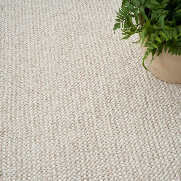 Textured Home Ivory Beige 7 ft. x 10 ft. All-over design Contemporary Area Rug